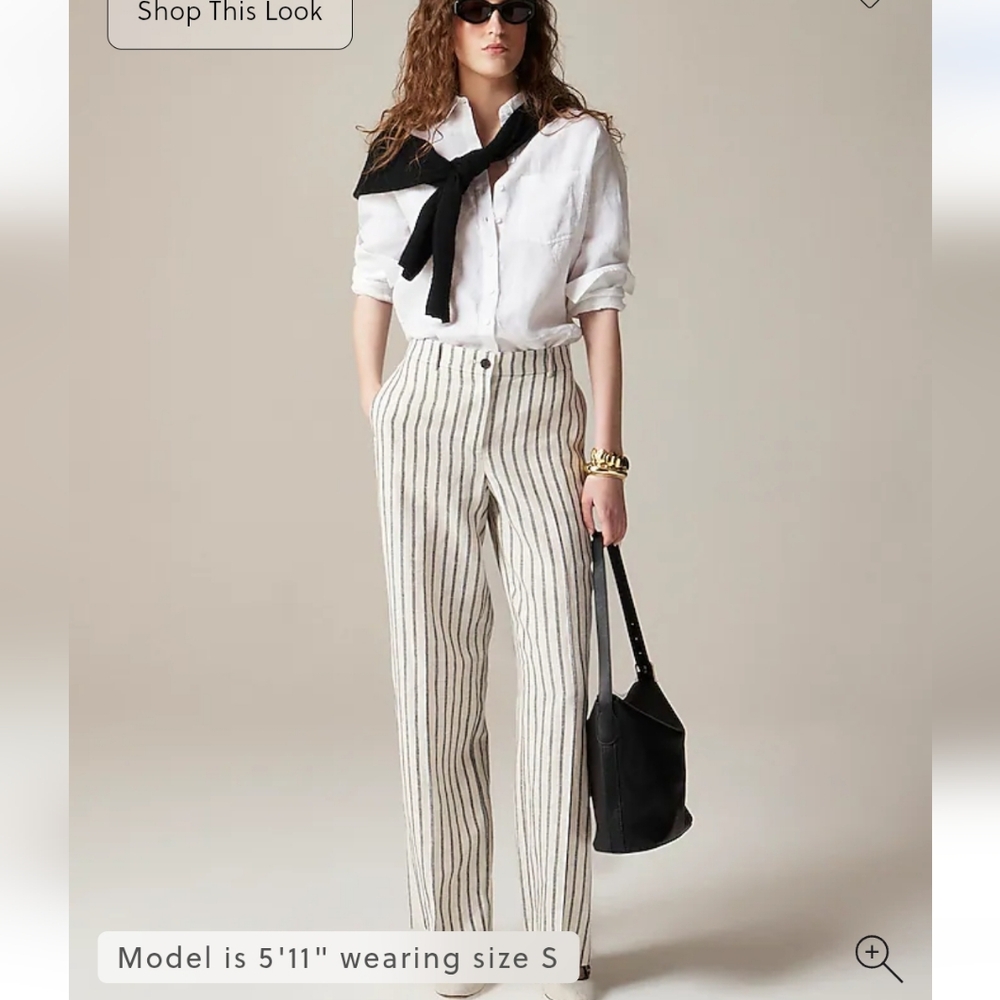 J Crew Harbor pant in striped linen CH865 SZ S NWT